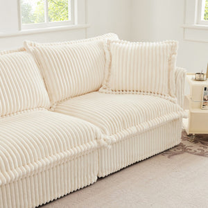 English Elm Koala Armless Chenille Sofa Deep Seat Wraparound Pillows for Modern Living Rooms W3041P240122