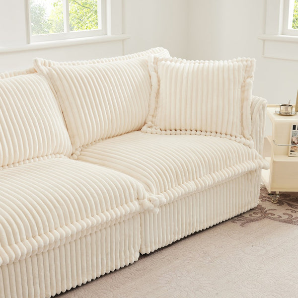 English Elm Koala Armless Chenille Sofa Deep Seat Wraparound Pillows for Modern Living Rooms W3041P240122
