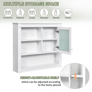 English Elm 32'' Bathroom Wall Cabinet Mirror — 32-inch Wall-Mounted Medicine Cabinet with Adjustable Shelves for Streamlined Bathroom Storage and Stylish Organization White N710P254922K