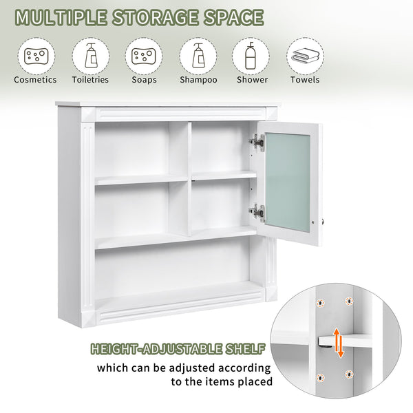 English Elm 32'' Bathroom Wall Cabinet Mirror — 32-inch Wall-Mounted Medicine Cabinet with Adjustable Shelves for Streamlined Bathroom Storage and Stylish Organization White N710P254922K