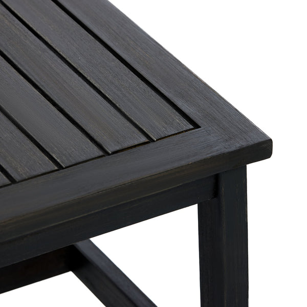 English Elm 2 Piece Outdoor Acacia Wood Loveseat and Coffee Table Set with Textilene Weave Cushions Dark Grey,White+Black N768P368824D