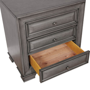 English Elm Transitional Gray Wood Nightstand with Built-in Usb Charging and Ambient Nightlight B056P216860