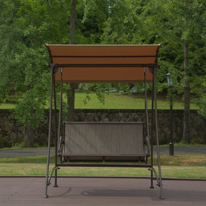 English Elm 2-Seat Patio Swing Chair with Adjustable UV Canopy, Textilene Comfort, Steel Frame, 700lb Capacity W1859110126
