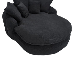 English Elm Oversized Memory Foam Chenille Bean Bag Sofa with Ergonomic Back Support, 3 Large & 2 Small Pillows Black W395P359415