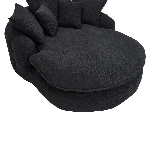 English Elm Oversized Memory Foam Chenille Bean Bag Sofa with Ergonomic Back Support, 3 Large & 2 Small Pillows Black W395P359415