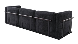 English Elm 102 Inch Linen Modular Sectional Sofa with Hidden Storage and Cloud Cushion Comfort Black W1099S00192
