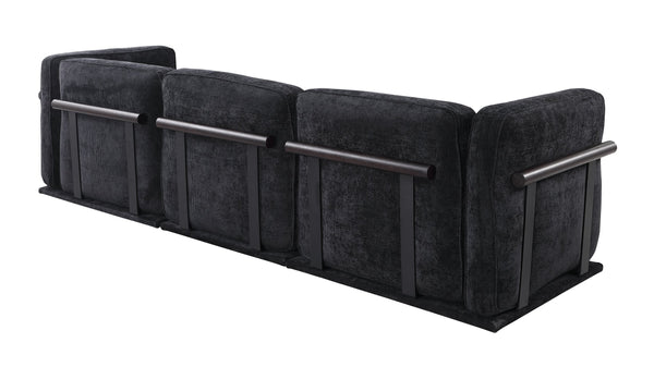 English Elm 102 Inch Linen Modular Sectional Sofa with Hidden Storage and Cloud Cushion Comfort Black W1099S00192