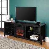 English Elm Walker Edison - Modern Transitional Wood 70" Fireplace Tv Stand For 80" Tvs With 2 Shelves - Black