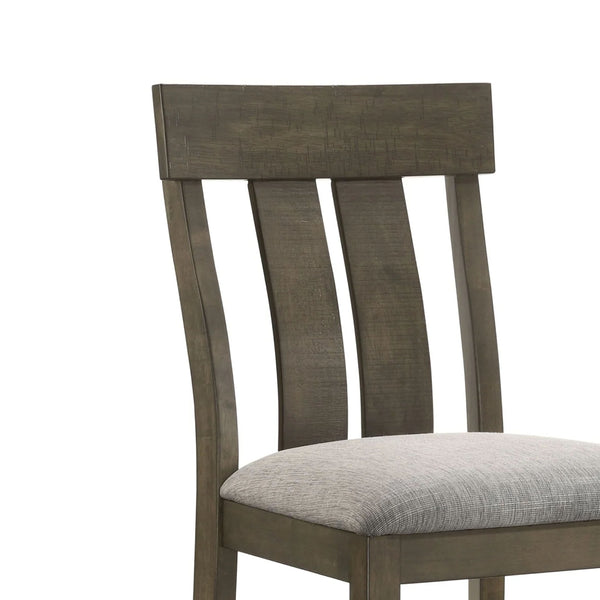 English Elm Omal Farmhouse Counter Height Dining Chairs Slatted Wood Frame Gray Upholstered Seat B056P417087