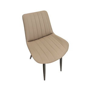 English Elm Khaki Pu Leather Armless Dining Chairs Set Of 4 With Metal Legs – Modern Wave Pattern & Comfort T3967P383850