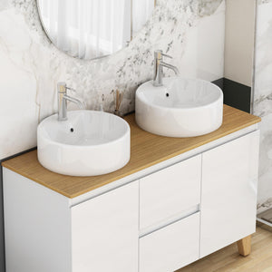 English Elm Bathroom Ceramic Vessel Sink Round Glossy White Bowl Above Counter Vanity Basin W3151P266231
