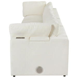 English Elm U-style Modular Sectional Sofa Chenille Upholstered with Bluetooth Speaker and Usb Charging WY000465AAA