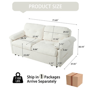 English Elm Convertible Pull Out Sofa Bed Queen Size with Steel Frame, Dual Armrests, Chenille Sleeper Couch with Storage and Casters Beige W3163P269692