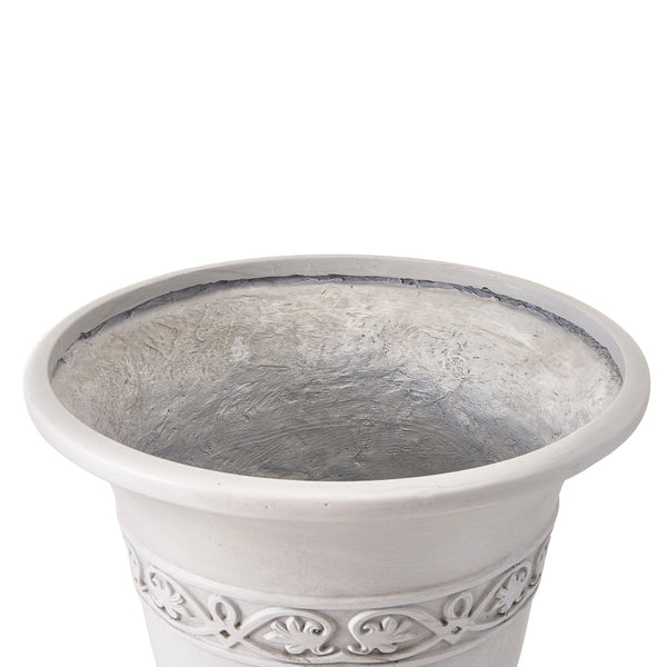 English Elm Classic Handcrafted Outdoor Planter Sculptural Fiberglass Patio Garden Urn for Entryways Antique White N772P406699W