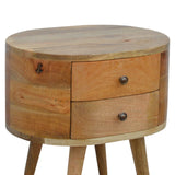 English Elm Solid Wood Rounded Nightstand Table