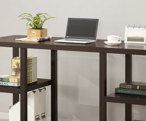 English Elm Cappuccino Oak Desk Mahogany MDF with 4 Storage Shelves, Melamine Veneer, Space-Saving Open Design B2699P237461