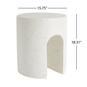 English Elm Outdoor Mgo Accent Table White Terrazzo Stone Look Weather Resistant Patio Side N768P410935W