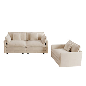 English Elm 2 Piece Chenille Loveseat and Accent Chair Set Upholstered Modular Living Room Sofa W714S00894