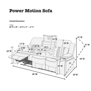 English Elm Power Motion Sofa - Contemporary Brown Gel Leatherette With Usb Ports, Storage Arms & Cup Holder B011S01067-GIGA