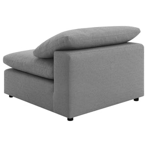 English Elm Segoura Plush Grey Boucle Armless Chair — Modern Boxy Upholstered Seat with Cushiony Pillows, 33"H B062P375521