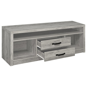 English Elm Conifer Three Piece Media Center with Driftwood Laminate Finish for Modern Living Rooms B062S01436