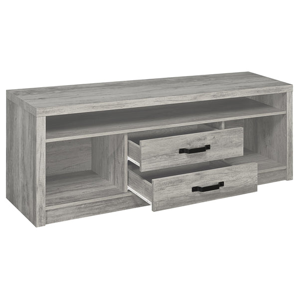 English Elm Conifer Three Piece Media Center with Driftwood Laminate Finish for Modern Living Rooms B062S01436