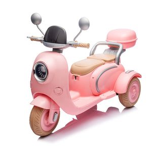 English Elm 12v Dual Motor Two Seater Kids Electric Ride on Motorcycle with Bluetooth Led and Trunk Pink W1578P268012