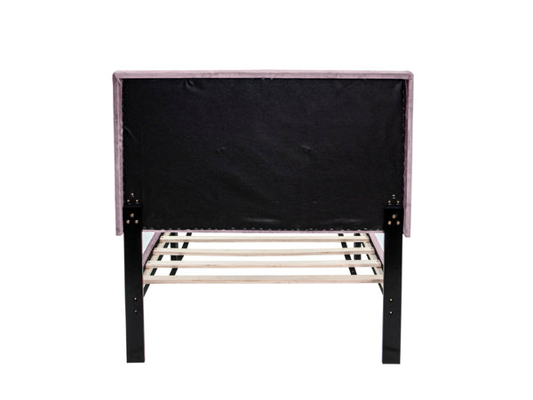 English Elm Twin Velvet Upholstered Bed With Adjustable Headboard, Diamond Stitching, And Sturdy Slat Support B089P240513-GIGA