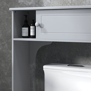 English Elm kleankin Over Toilet Storage Cabinet Gray — Space-Saving 4 Cubbies, Adjustable Shelf, Sliding Top Doors, Durable MDF (35" W x 41" H) W2225P173965