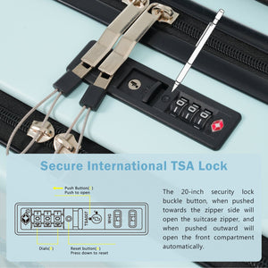 English Elm Front Access Hardside 3 Piece Travel Set with Usb Port Spinner Wheels and Tsa Lock Light Blue N732P326130N
