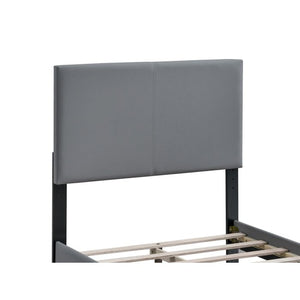 English Elm Baron Full Bed Frame with Faux Leather Upholstery, Slat Support, Adjustable Headboard Height, Fits 7–13" LIGHT GREY 26.37 L x 45.47 W x 7.48 H B078P380171