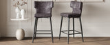 Christopher Knight Home® - Noble House - - 28Inch Counter Height Bar Stools Set Of 2, Modern Bar Upholstered Chairs With Pu Leather, Metal Footrest And Frame For Kitchen Island, Bar Table, Dining Room, Gray