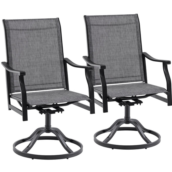 English Elm Outdoor Swivel Patio Dining Chairs Textilene Woven Set for Backyard Entertaining T3623P433695