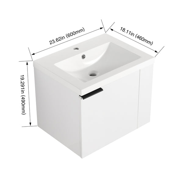 English Elm 24" Modern Bathroom Vanity Sink Combo - Stylish White Oak Cabinet With Soft-Close Doors & Storage W1972P204943