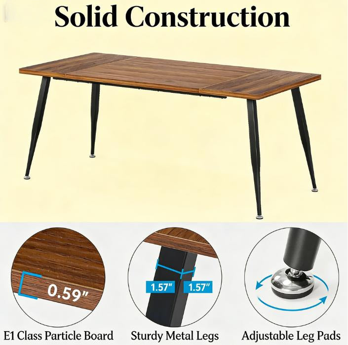 English Elm Woodgrain Walnut Look Bar Height Table with Hexagonal Base for Home Loft Dining T3971P458329