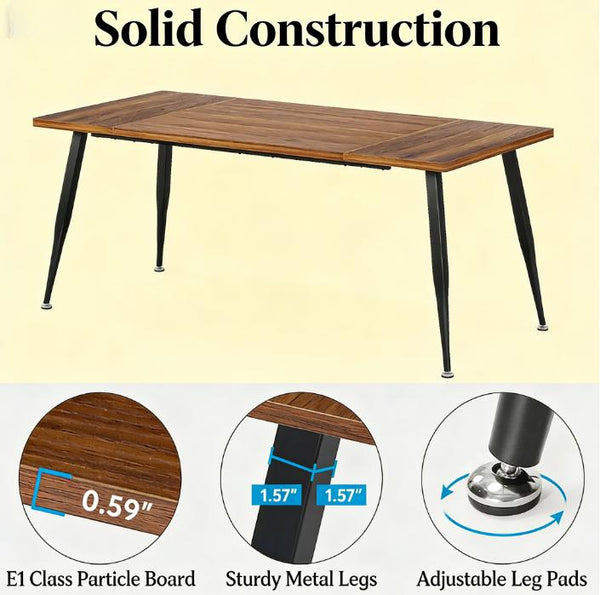 English Elm Woodgrain Walnut Look Bar Height Table with Hexagonal Base for Home Loft Dining T3971P458329