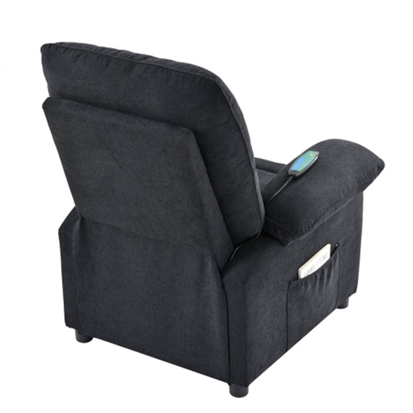 English Elm 019-160°recliner Plush Chenille Push Back Chair with Massage Heating for Seniors Black W2636P286683