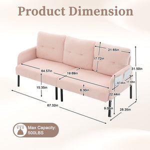 English Elm United We Win Corduroy Loveseat Plush Ergonomic Sofa with Spring Support Metal Legs Pink W1568P410044