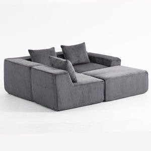 English Elm Modular Corduroy Sectional with Deep Foam Seating Low Profile Living Room Couch W3326S00014