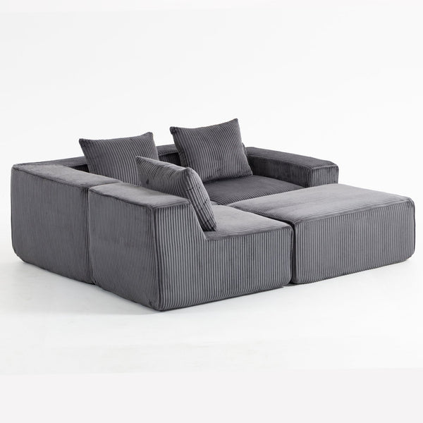English Elm Modular Corduroy Sectional with Deep Foam Seating Low Profile Living Room Couch W3326S00014