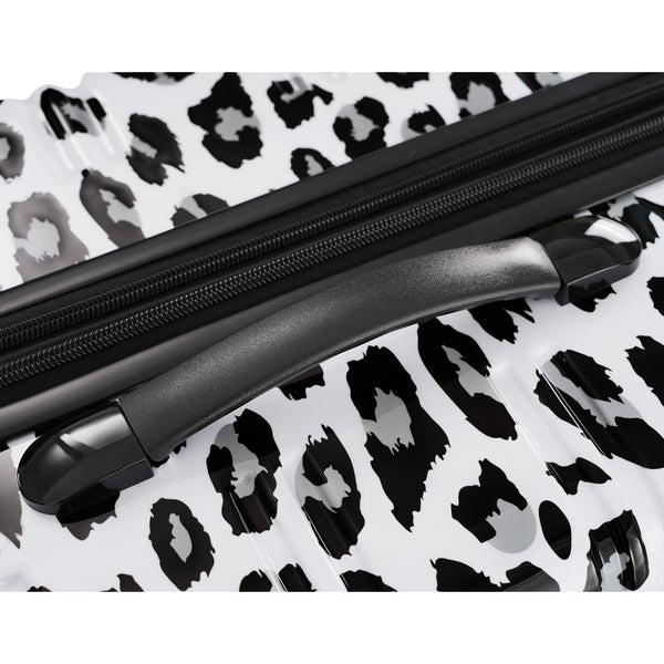 English Elm Hardshell Polycarbonate Luggage Set Three Piece Spinner Suitcases with Tsa Lock White+Black Leopard N732P218227B