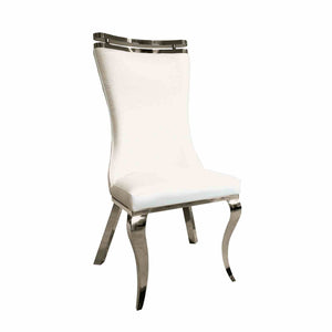 English Elm 2pc Side Chair White Tiger Print Leather Upholstered Saber Legs Dining Chairs, Durable 26"W x43"H B2741S00724