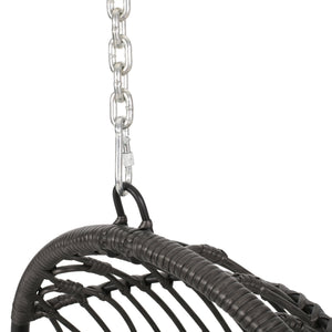 English Elm Christopher Knight Home® - BERKSHIRE Wicker Hanging Chair with 8ft Chain — Weather‑Resistant Faux Rattan Swing, 300 lb Capacity Gray 70843.00GDGRY