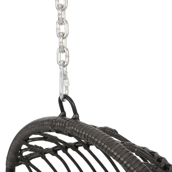 English Elm Christopher Knight Home® - BERKSHIRE Wicker Hanging Chair with 8ft Chain — Weather‑Resistant Faux Rattan Swing, 300 lb Capacity Gray 70843.00GDGRY