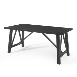 English Elm Christopher Knight Home® - DINING Table with Farmhouse Charm, Solid Rubberwood Frame, Wood-Look Top, 71" x 44.5" Spacious Design Matte Black 69001.00BLK