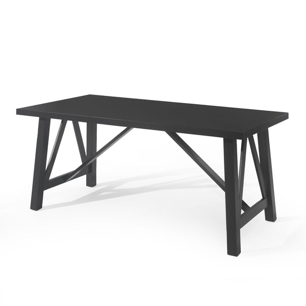 English Elm Christopher Knight Home® - DINING Table with Farmhouse Charm, Solid Rubberwood Frame, Wood-Look Top, 71" x 44.5" Spacious Design Matte Black 69001.00BLK