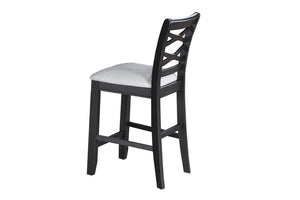 English Elm 5-Piece Counter Height Dining Set Charcoal Finish with Upholstered X-Back Chairs, Square Table B089P389532