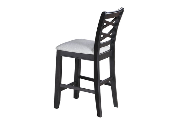 English Elm 5-Piece Counter Height Dining Set Charcoal Finish with Upholstered X-Back Chairs, Square Table B089P389532