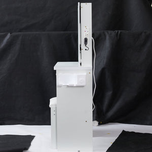 English Elm 29.2" Stylish Compact Vanity Table Set With Led Mirror, Usb Ports, Hair Dryer Bracket & Stool W936P226042
