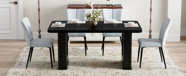 English Elm Table And Chair Set - 69.5" Modern Black Wood Dining Table With 4 Light Gray Pu Chairs For Style W1151S04312-GIGA